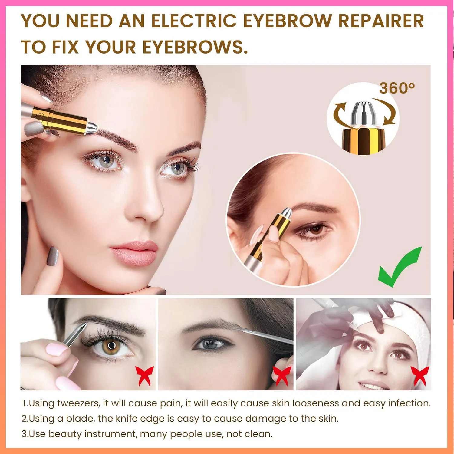 
New Design Multifunctional USB Rechargeable Mini Electric Hair Removal Pen Eyebrows Trimmer for Women 