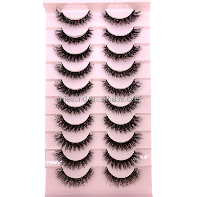 

10 Pairs 3D Faux Mink Lashes Fluffy Soft Full Thick Wispy Natural long False Eyelashes Curly lashes wholesale lashes