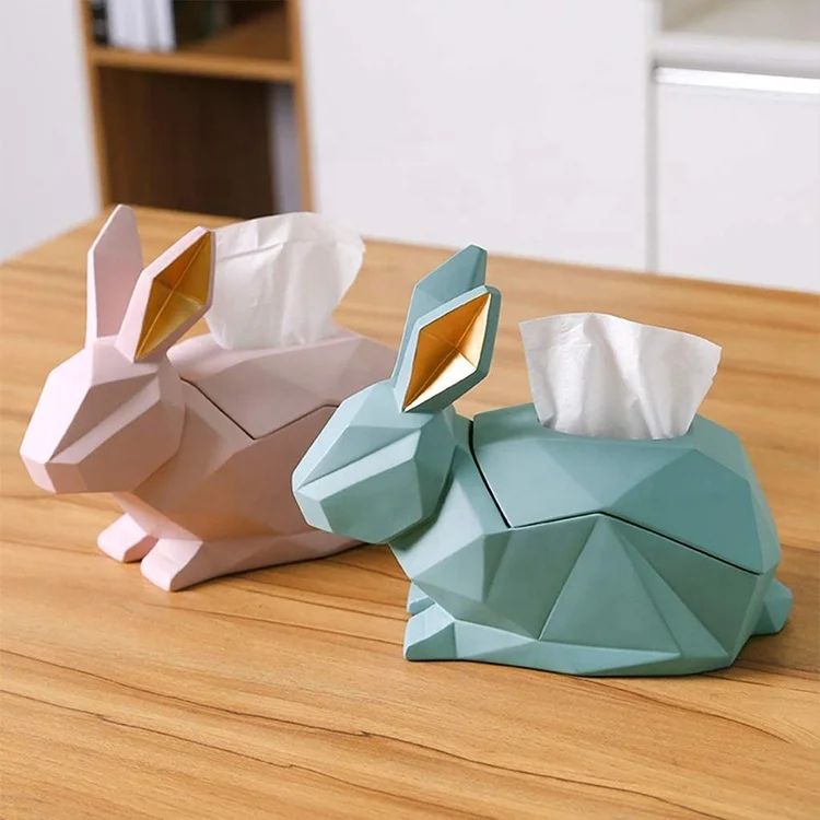 
Wholesale living room home decor geometric nordic resin rabbit tissue box 