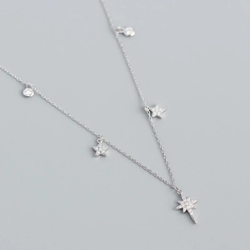 

S925 sterling silver INS light luxury design feel star set diamond collarbone chain accessories