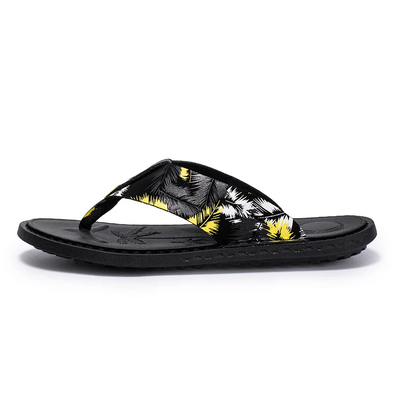

2021 summer printed flip flops men's fashion outdoor beach shoes casual clip toe sandals OEM customization