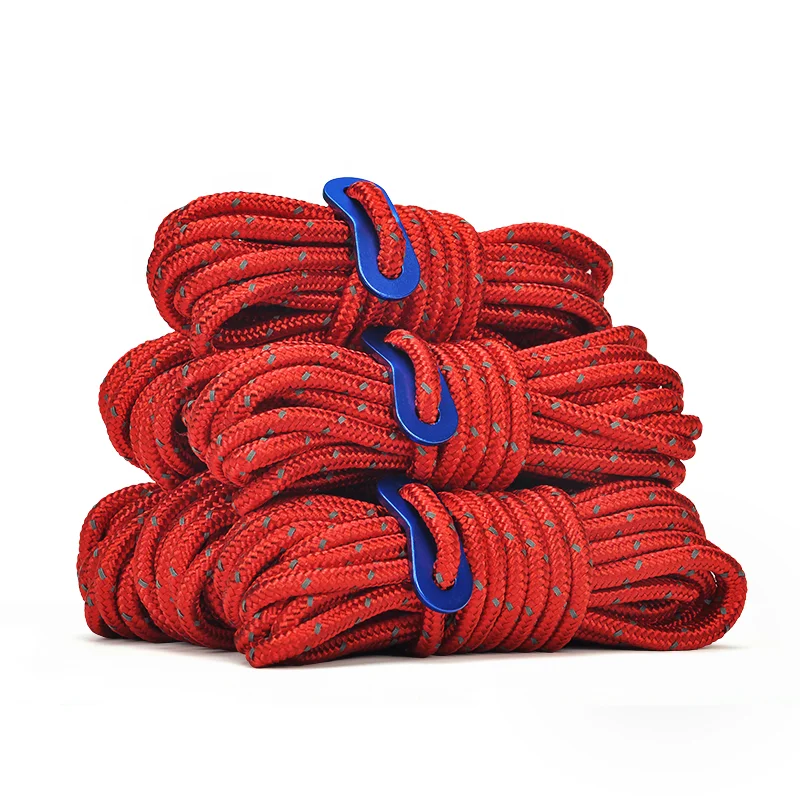 

Reflective Cord Guy Ropes Outdoor Tent Guide Rope polypropylene Cord Wind Line with Aluminum alloy tensioners for Camping