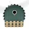 2019 new wooden house plaid round mental surface crafting wooden bird house