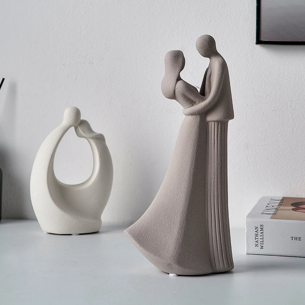 

Nordic home decoration abstract figure sculpture accessories ceramic couple ornaments
