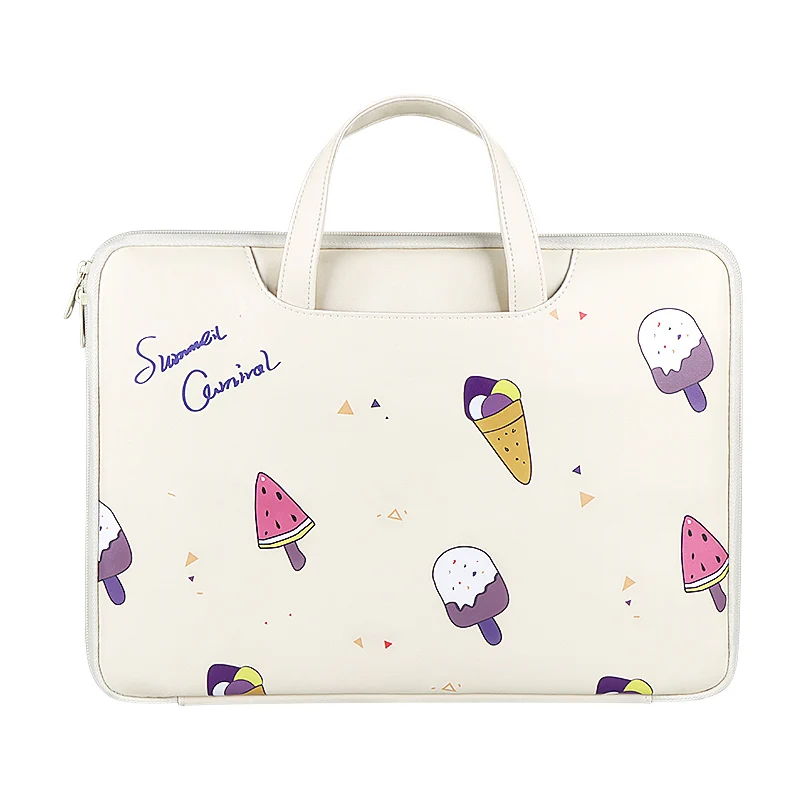 

Fashion waterproof ultra-thin PU leather cute printing briefcase small fresh cartoon fruit lady laptop bag
