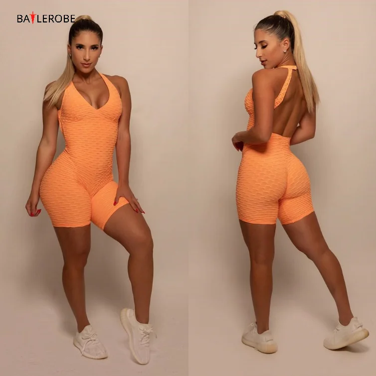 

womens plus size short jumpsuits, playsuits for Women sexy One 1 Piece Yoga Sportswear Gym Fitness jumpsuits with button 2021, Accept customzied