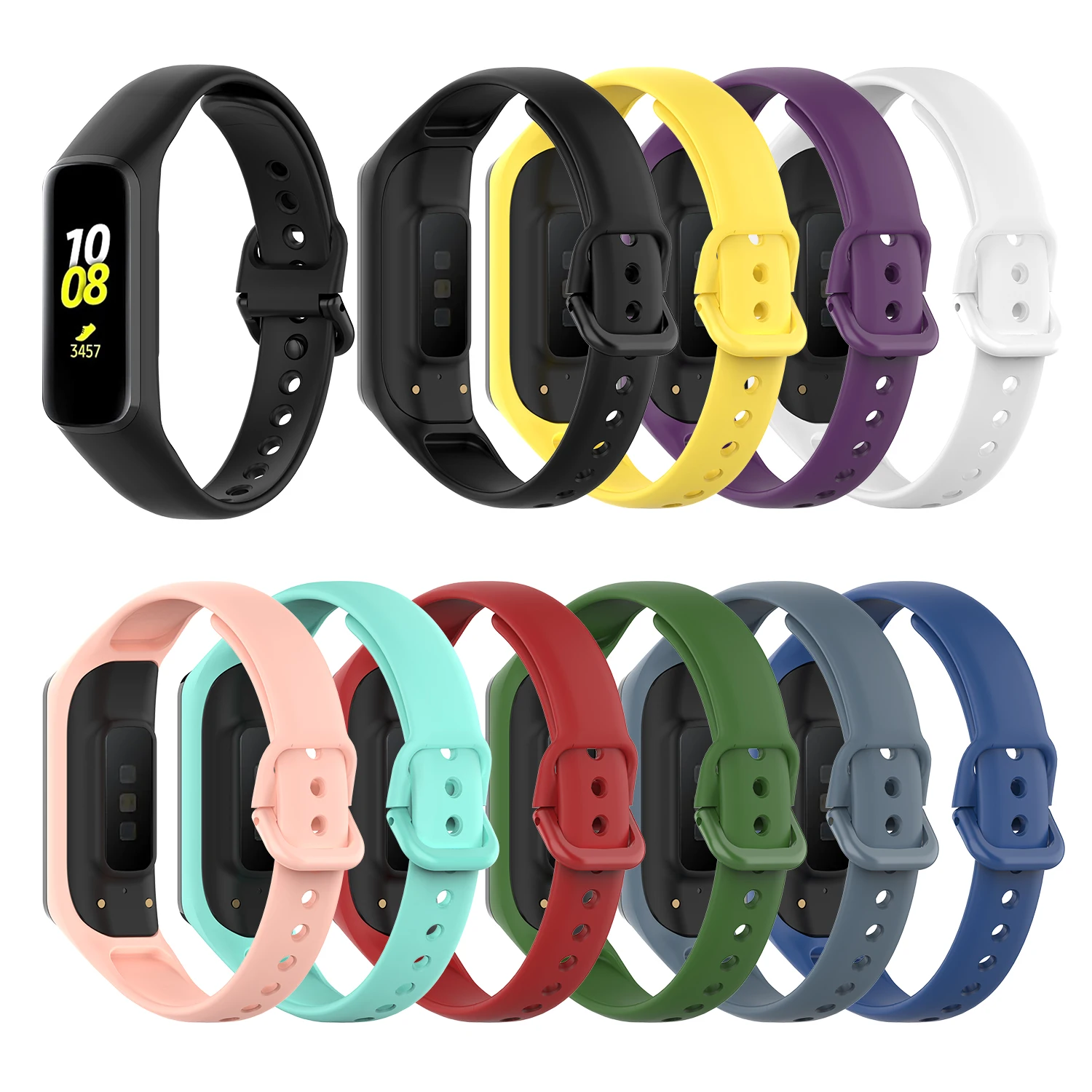 

Colorful Watch Strap Replacement Silicone Sport Wristband for Samsung Galaxy Fit E 2019 Fitness Band SM-R375, As show