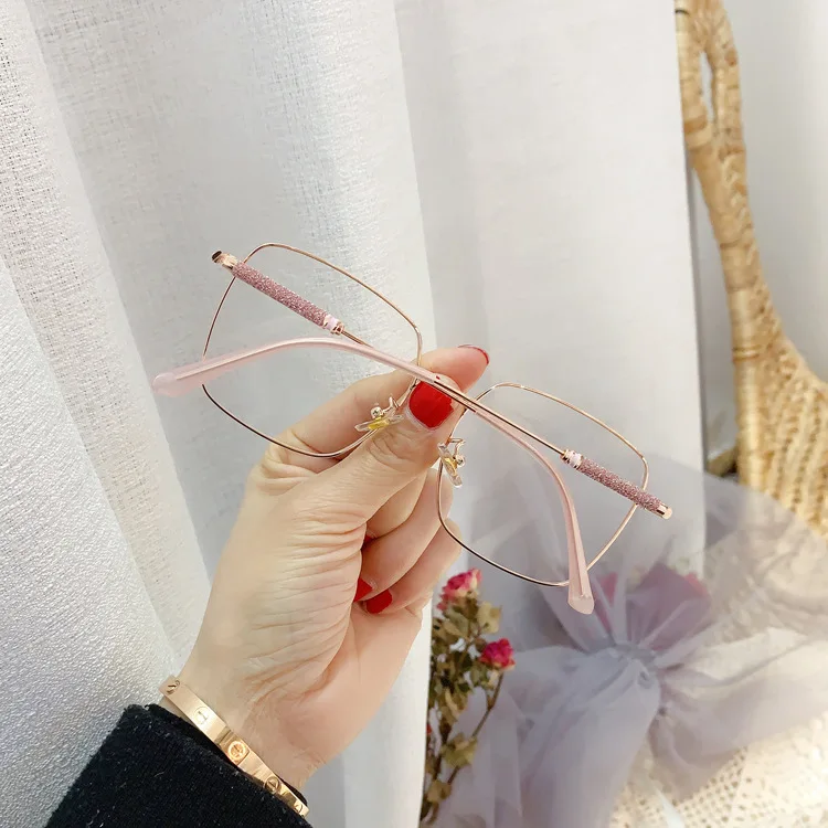 

wholesale new brand design metal square retro glasses frame unisex women bling opticl eyeglasses frame custom logo