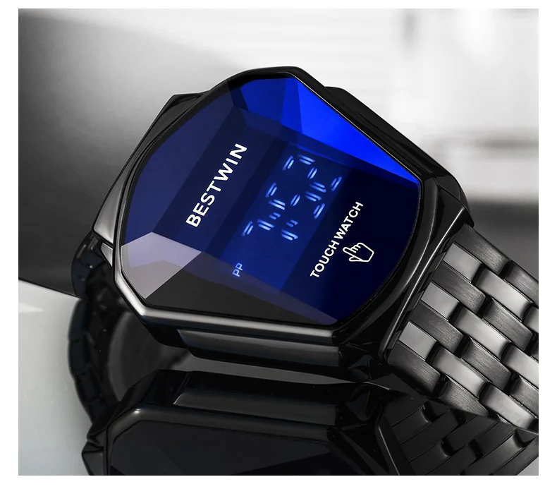 

2021 New Bestwin Men's Electronic Watch Creative Locomotive Watch Waterproof Touch Electronic Fashion Men's Watch