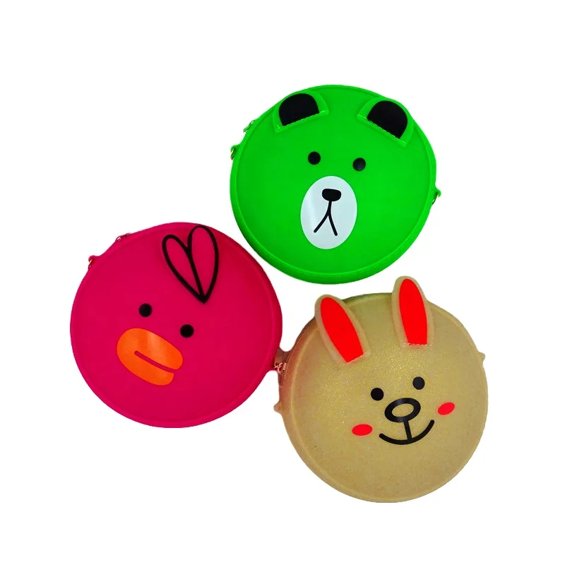 

New design Cartoon Silicone handbag for kids gift big capacity phone size silicone purse cute shoulder bag, Yellow pink ,red,green,orange or customized