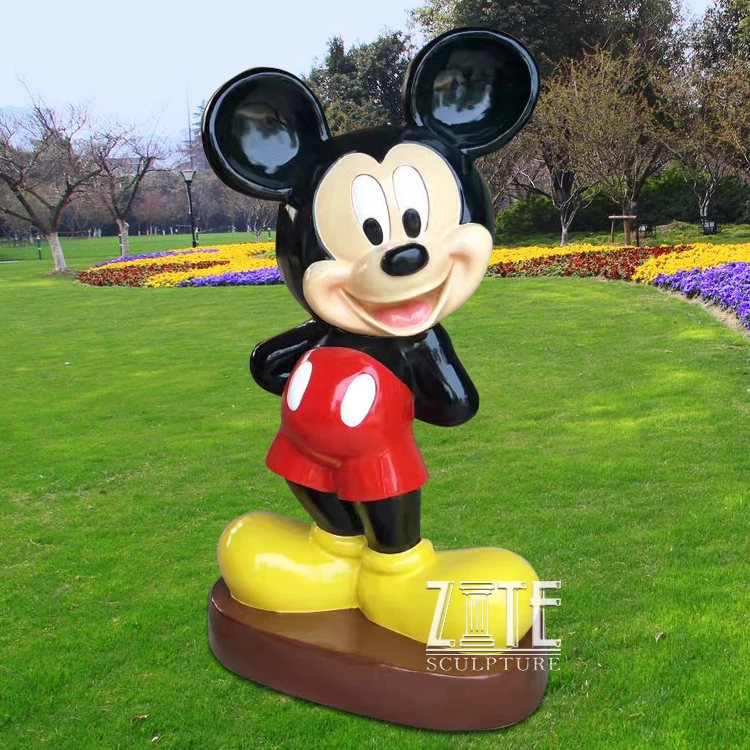 Colorful Life Size Fiberglass Resin Cartoon Mickey Mouse Statue For