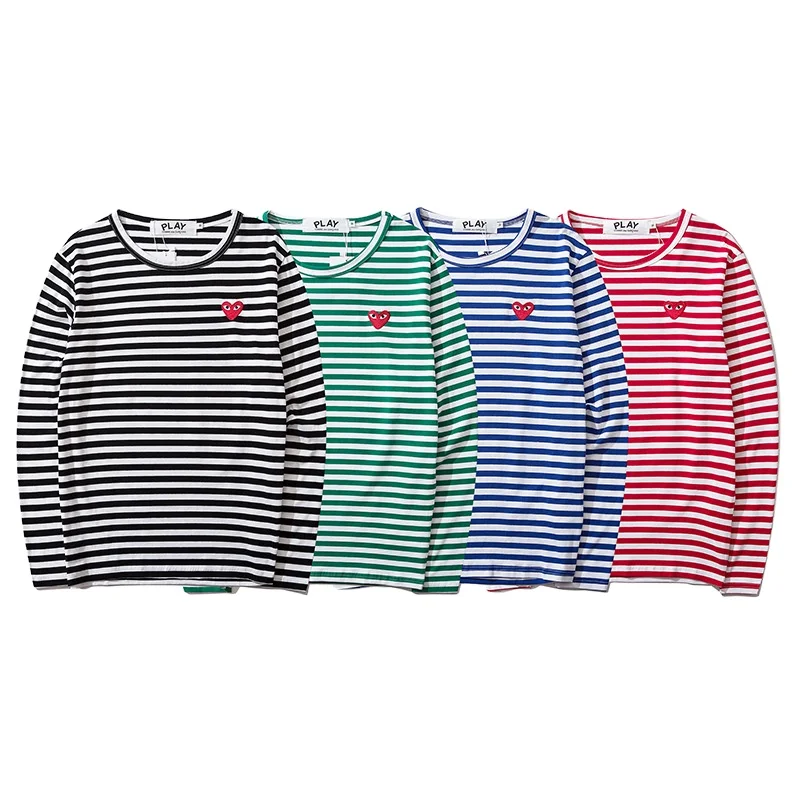 

IHJ6367 tshirts unisex round neck striped long sleeve t-shirt mens casual top