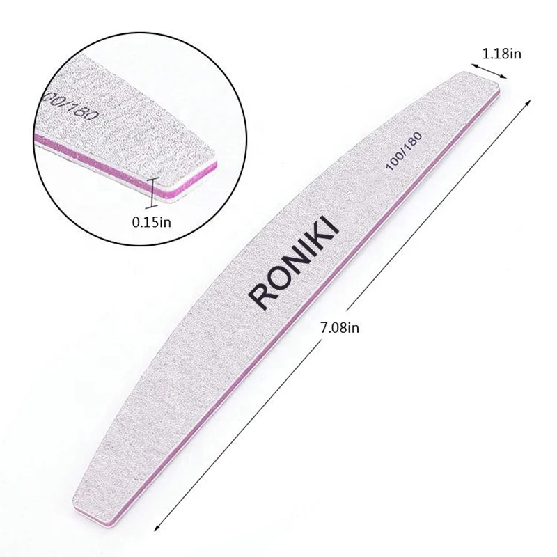 

RONIKI private label mini custom nail files 100/180 double-sided nail buffer custom logo electric nail file