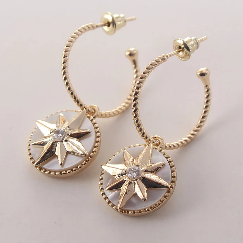 

MHS.SUN Fashion Star Pendant Earrings With Cubic Zirconia Jewelry Charming Gold Plated CZ Hoop Earrings For Party Gift Wholesale