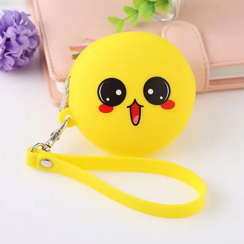 

Factory Directly Sell Food Grade Silicone zipper Coin Purse Cartoon Round Wallet silicone pouch for girls