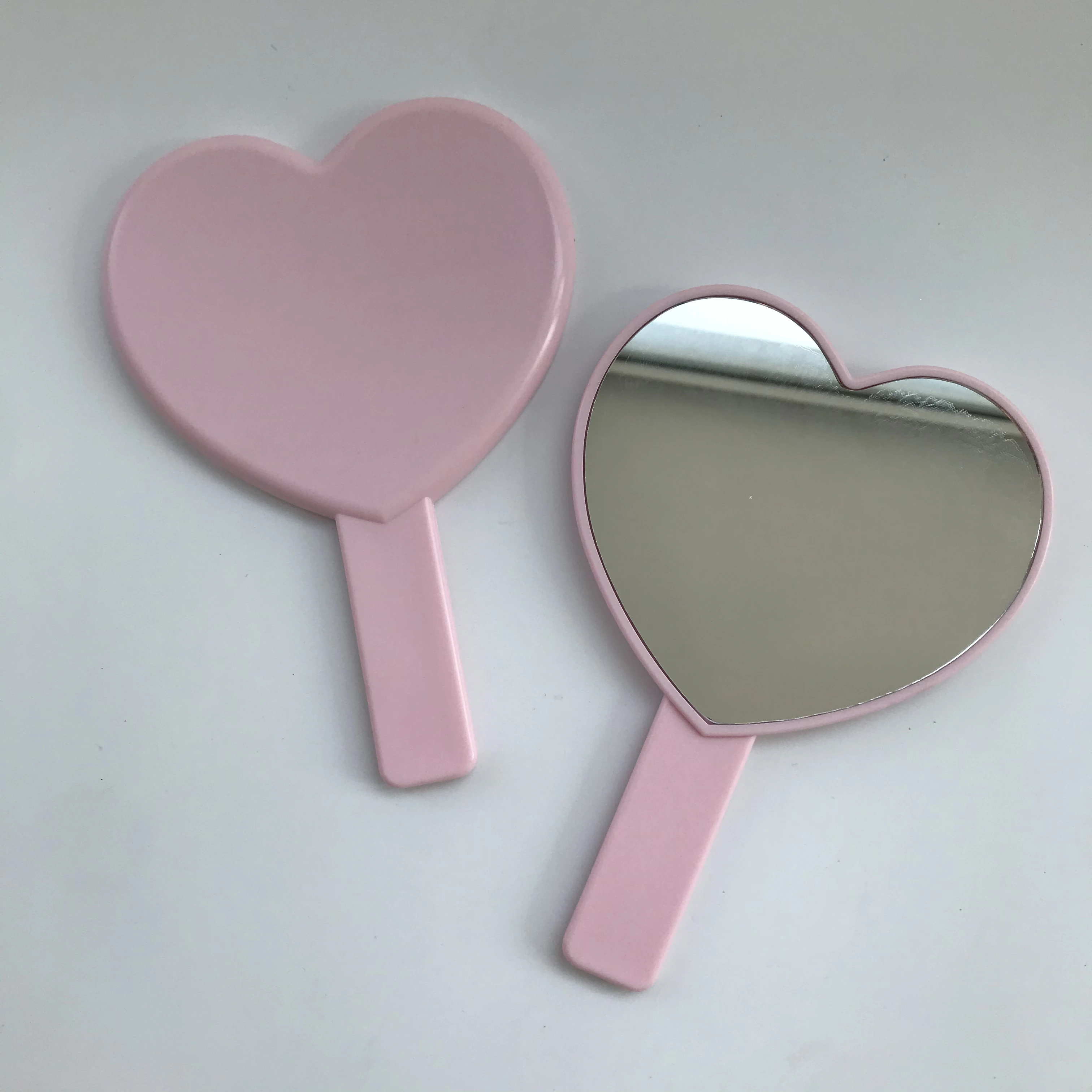 

Pocket Mini Makeup Mirror Custom Cosmetic Single Side Hand mirror Pink Heart Hand Mirror With Logo