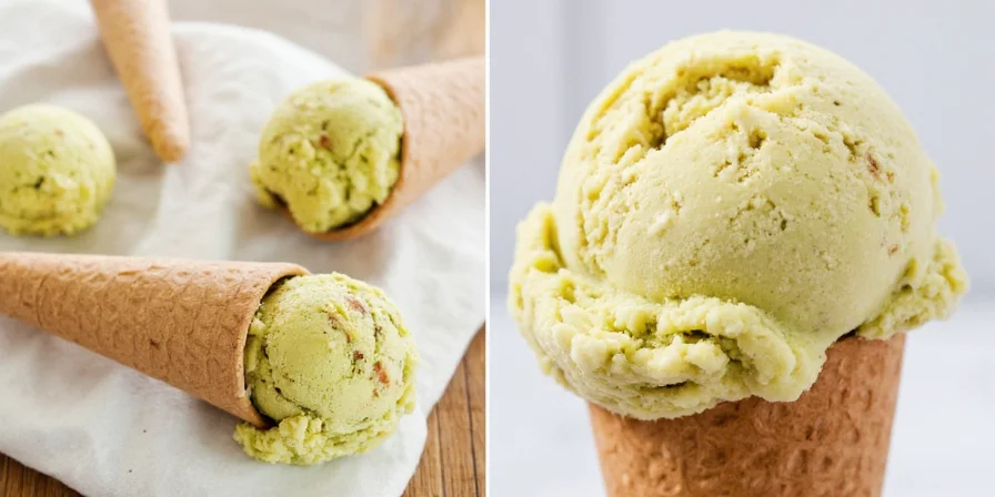Pistachio ice cream base in bowl