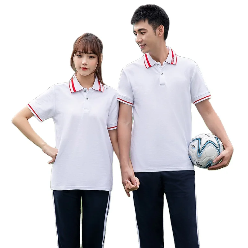 

Summer Short Sleeve Breathable Primary Pupil Sport Uniform Junior High School University Student Training Clothes Top + Trousers, As the pictures