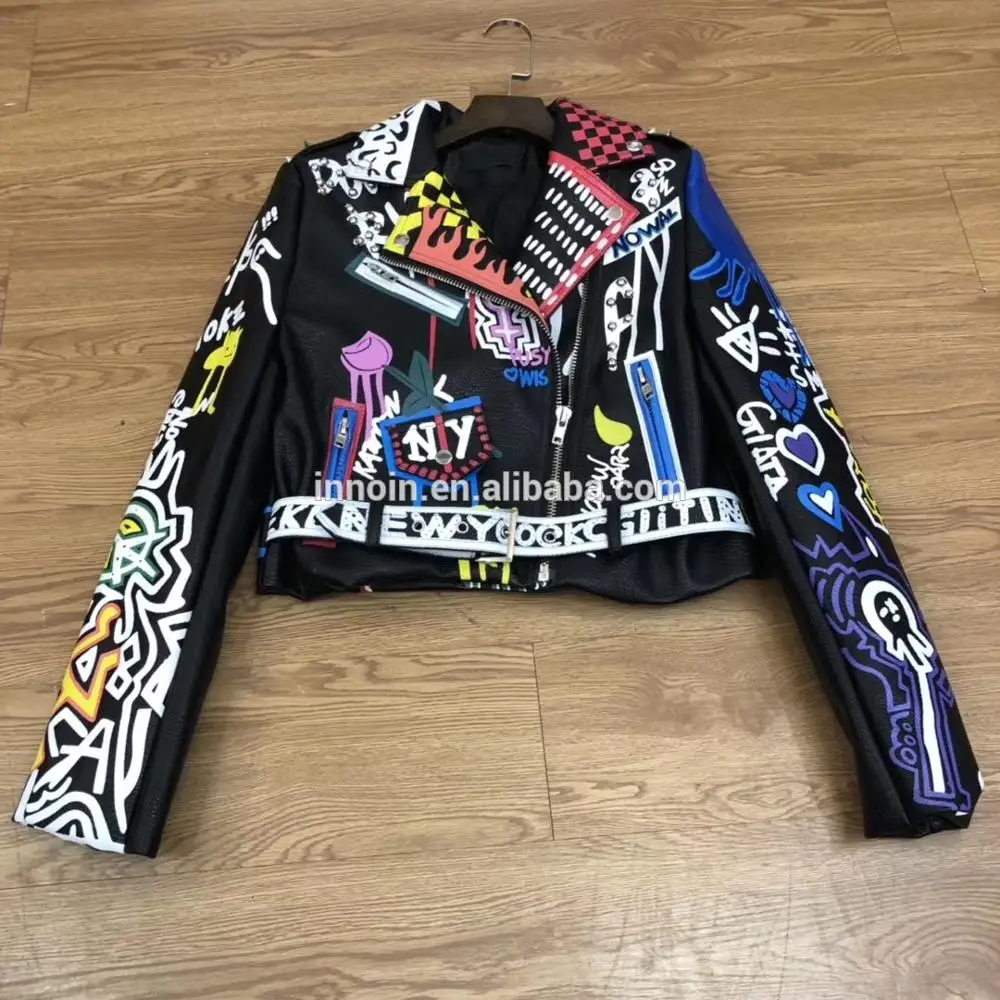 

China Custom Ladies Stylish Zipper Sleeve Leather Jacket Fashion Punk Bike Jacket For Women