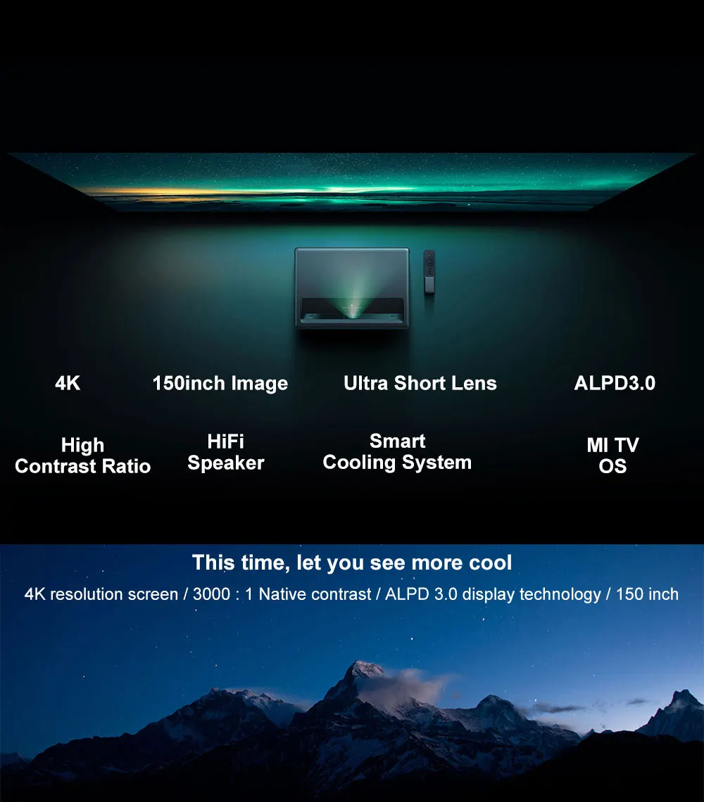 Xiaomi Projector,Mijia 4k Laser Projector Tv With Ultra Short Throw 3840x2160p 4k Proyector