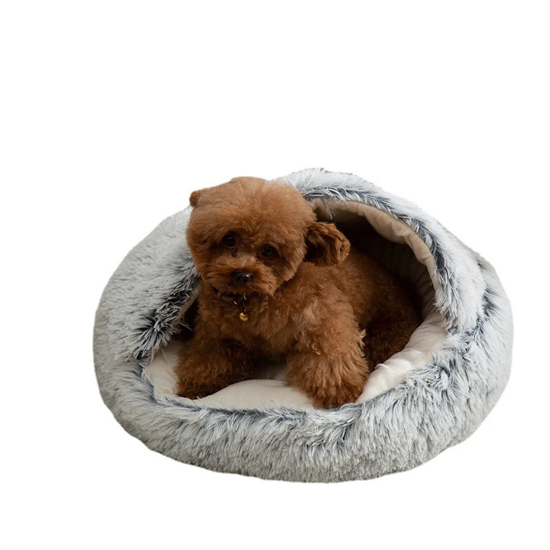 

Warm Cat Cave Bed Hooded Cozy Soft Plush Dog Bed Self Warming Sleeping Bed Nest for Small Medium Dogs Cats Puppies