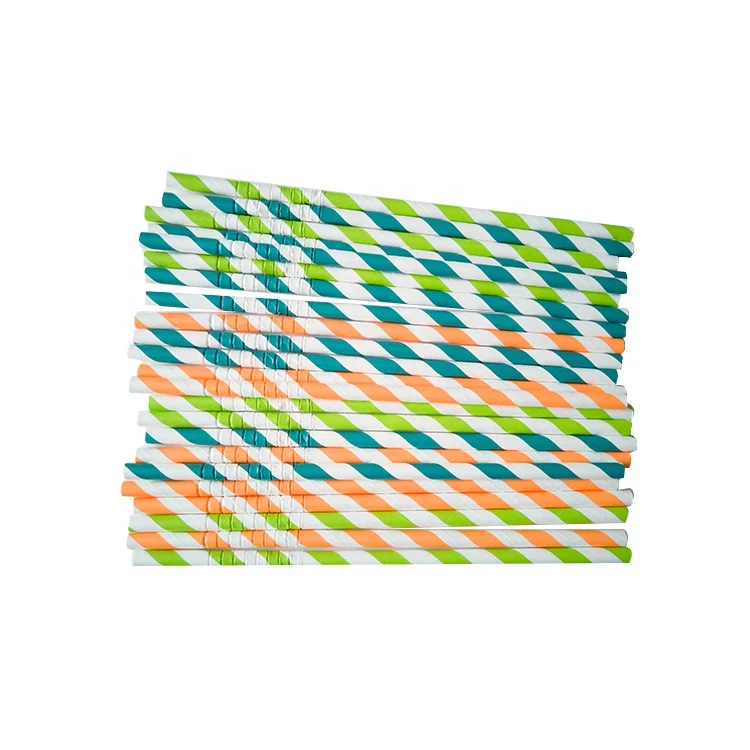 Custom Colorful Printed Wrapped Biodegradable Drinking Paper Straws With FDA