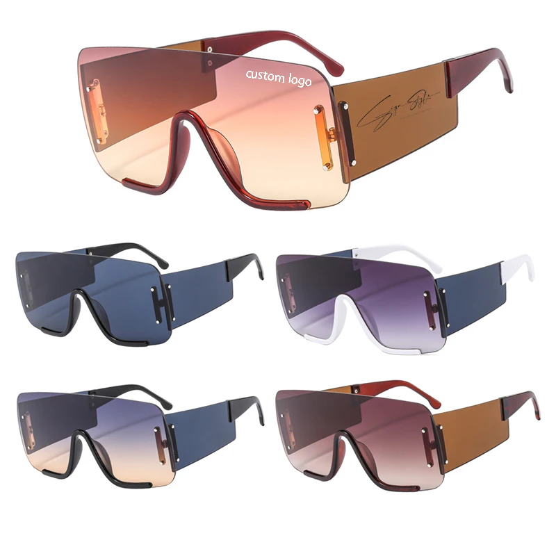 

2251 Punk One Piece Frameless Sunglasses New Luxury Brand Sun Glasses Shades Eyewear UV400 Female Designer Eyeglasses Oculos