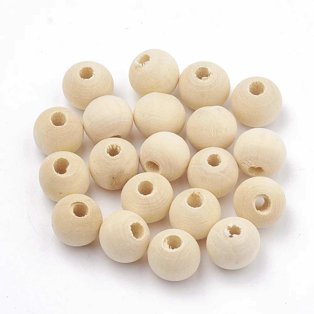 

Pandahall Loose Wooden Beads Unfinished Round Natural 8mm Wood