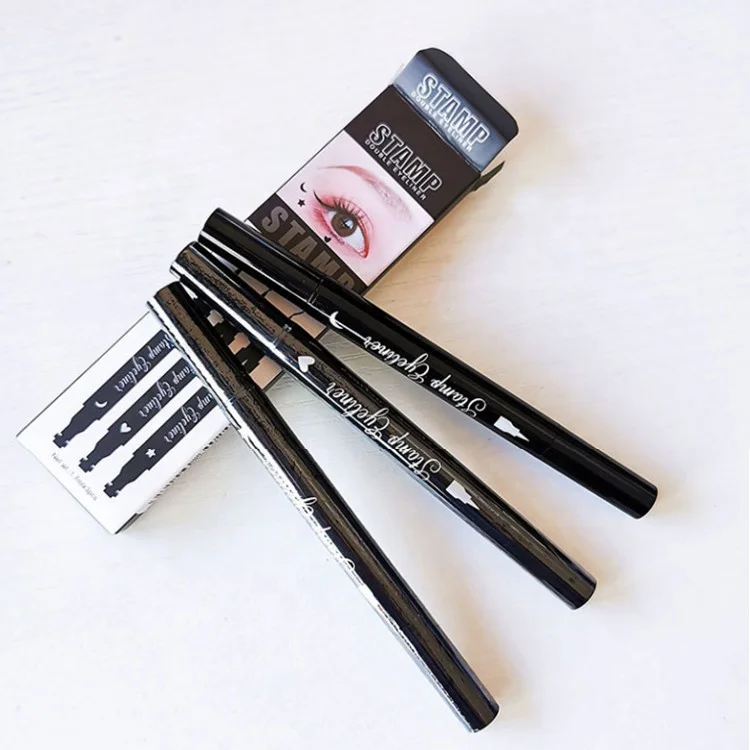 

private label custom waterproof makeup black colored water activated pen liquid adhesive eyeliner stamp pencil, Black color