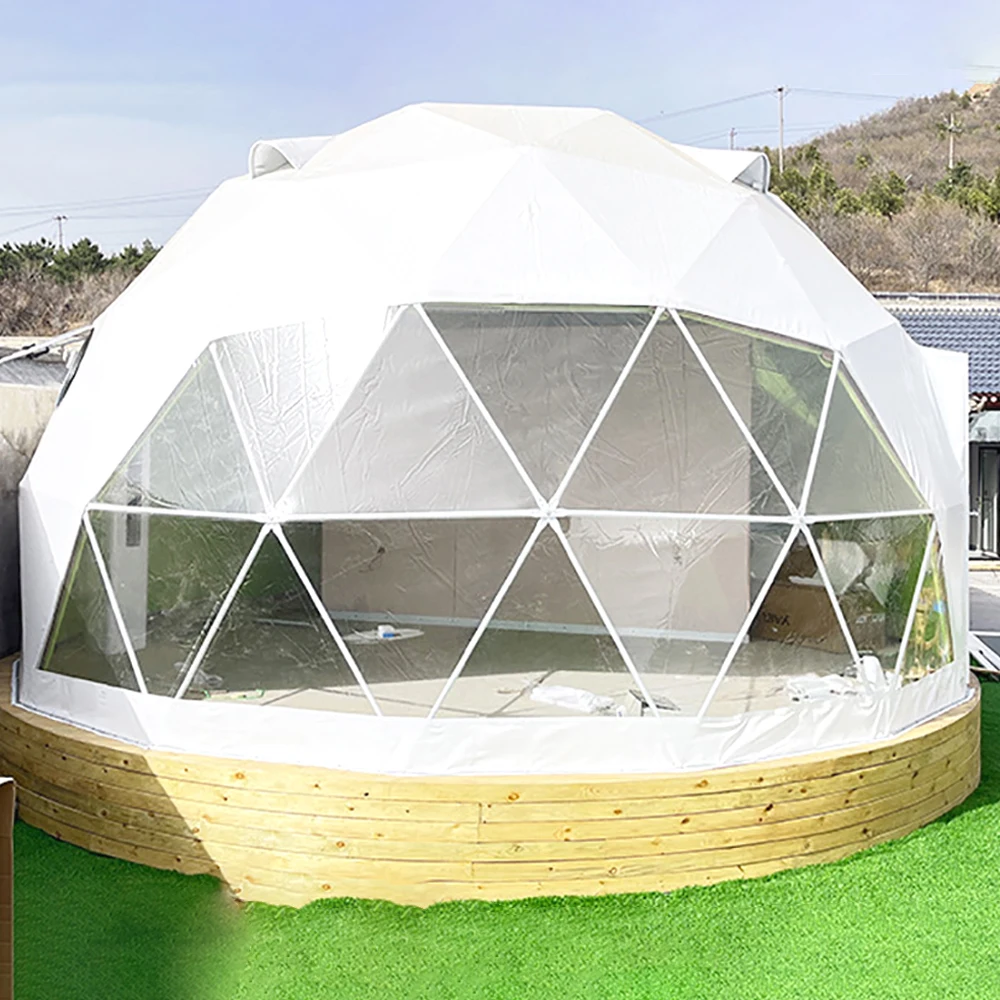 

FEAMONT Luxury Geodesic Dome Glamping Tent Outdoors Event Exhibition Waterproof Sunlight Windowsill PVC Frame Steel Material