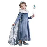 

Girls Long Sleeve Ice Queen Cosplay Party Princess Costume Frozen 2 Elsa Dress