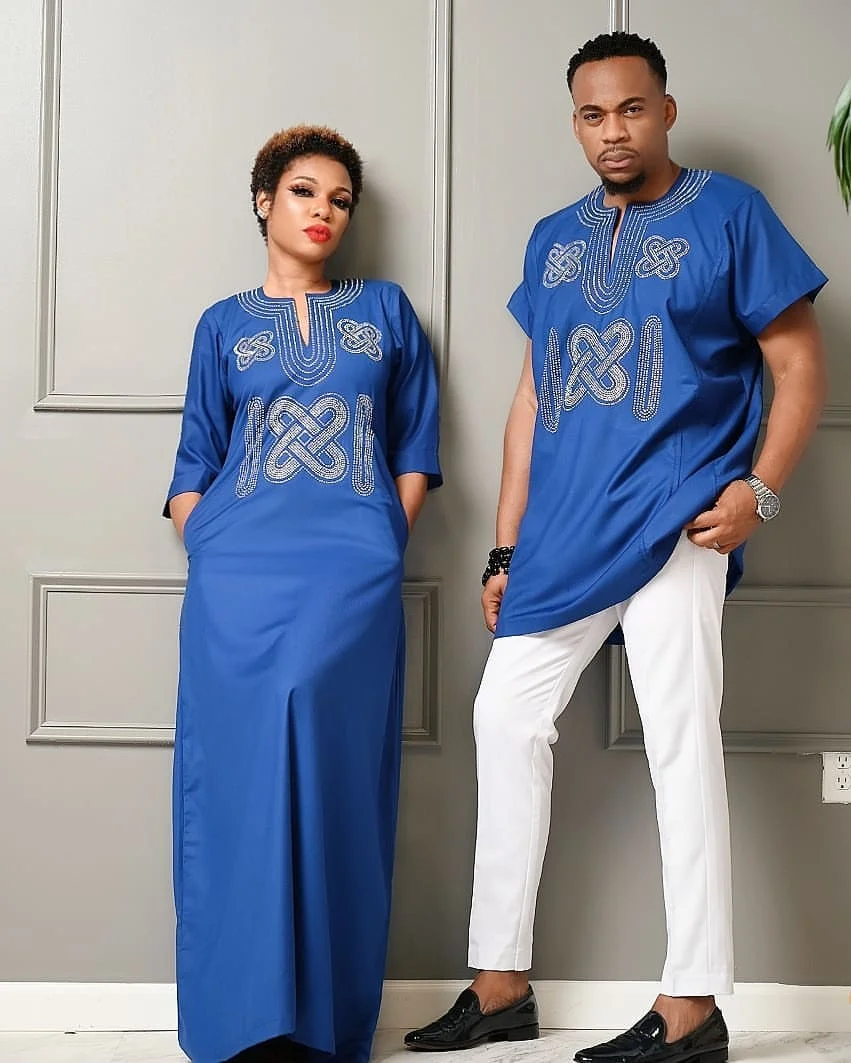 

H & D hot sale African Couple wear African clothes Hot drilling process men clothes