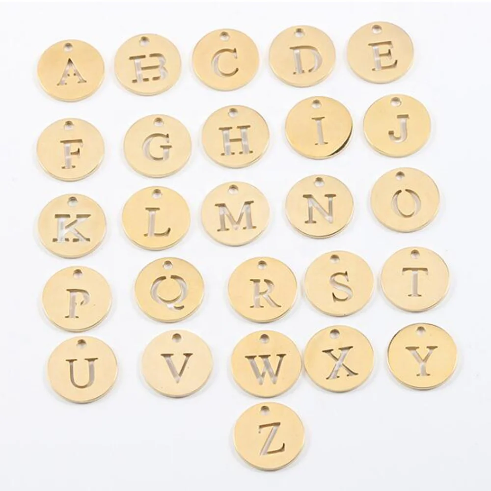 

DIY Mini Plain Gold Silver 26pcs a Bag Initial Alphabet Letter Charms Baby Pin Charms For Bracelet DIY Jewelry Making