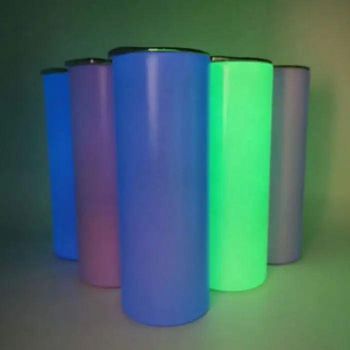 

20oz Luminous paint Double Wall Stainless Steel Tumbler sublimation blank glow in the dark Skinny Tumbler Magic Cups, White