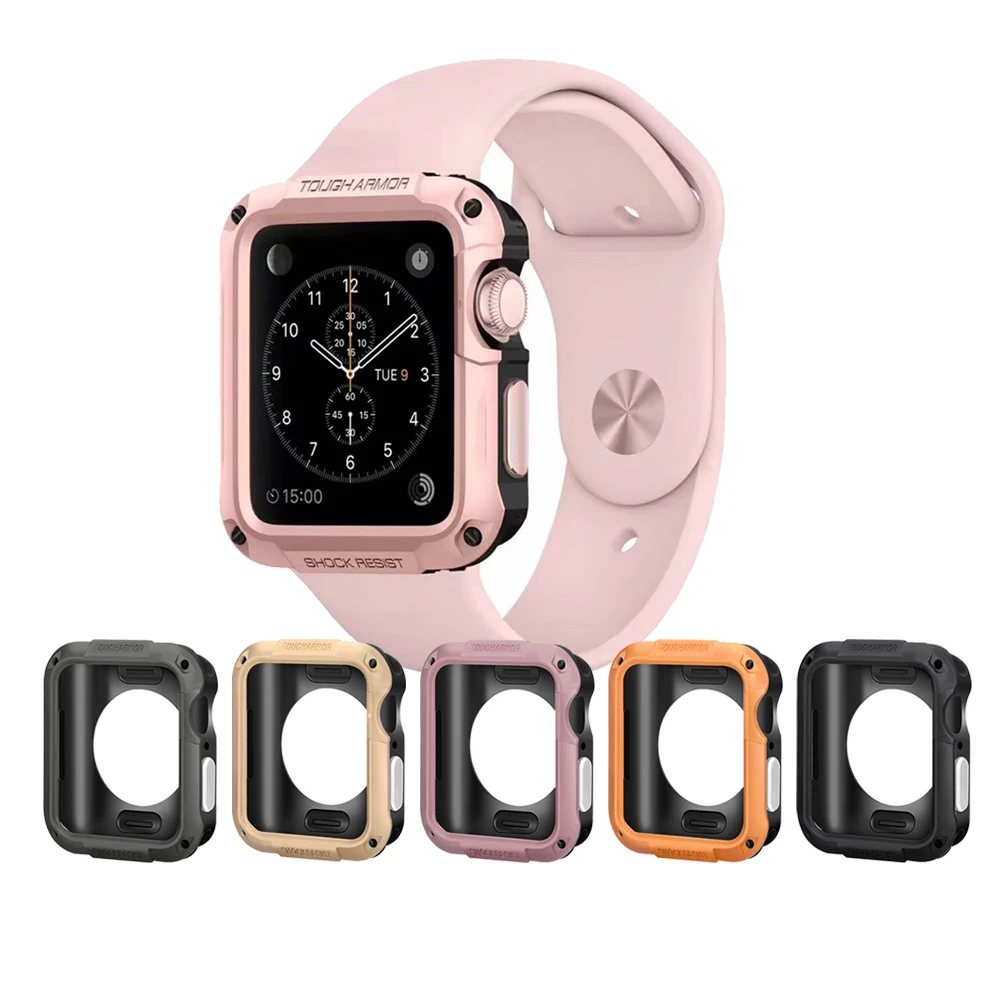 

ShanHai Tough Armor Case for Apple Watch Series 4 5 44mm 40mm TPU+PC Cover Strap Silicone Full Protector for iWatch Case, Multi-color optional or customized