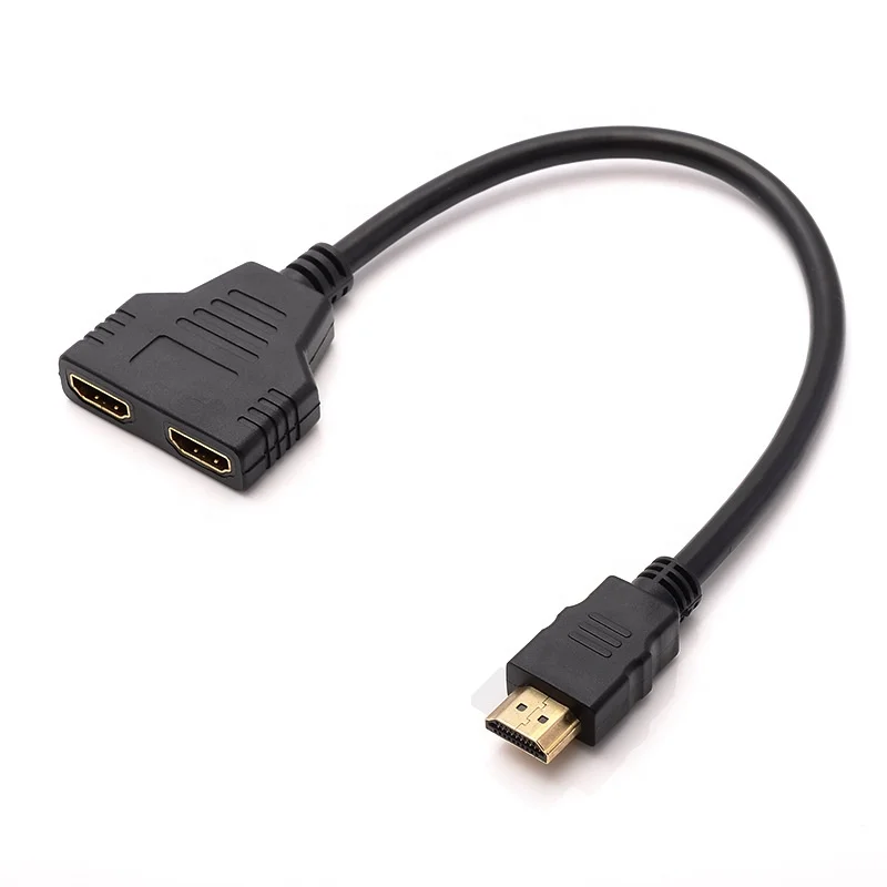 

New Arrival Cable HDMI Splitter Cable 1 Male To x Dual HDMI 2 Female Y Splitter Adapter in HDMI support HD LED LCD TV 30cm, Black