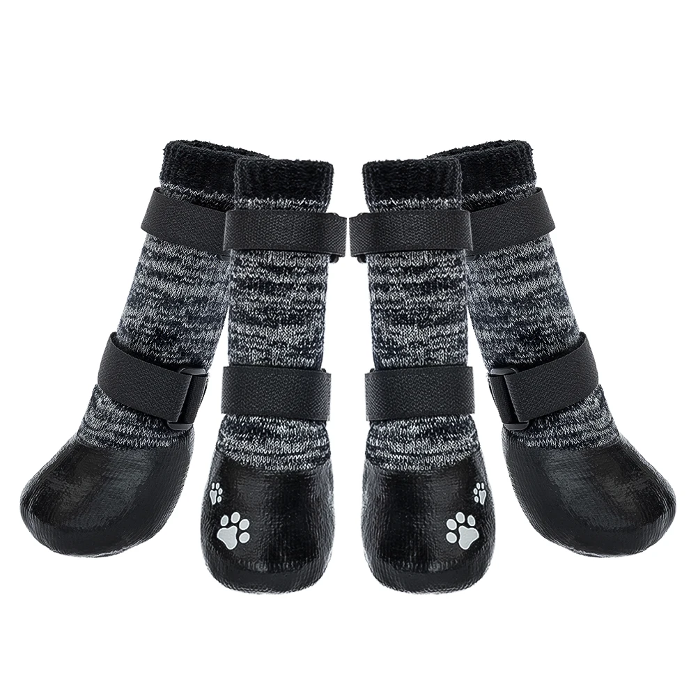 

Anti Slip Pet Socks Winter Big-foot Soft Surface Plus Velvet Dog Shoes, Picture color