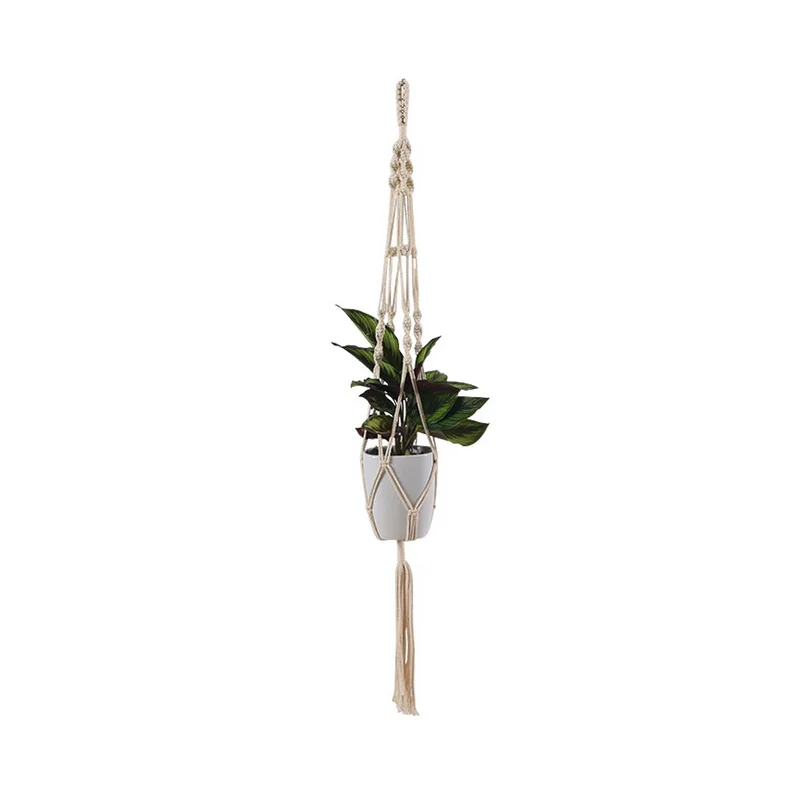 

AAA281 Decoration Home Garden Cotton Rope Basket Hanging Flowerpot string Decor Macrame Knotted Plant Hanger, Multi colour