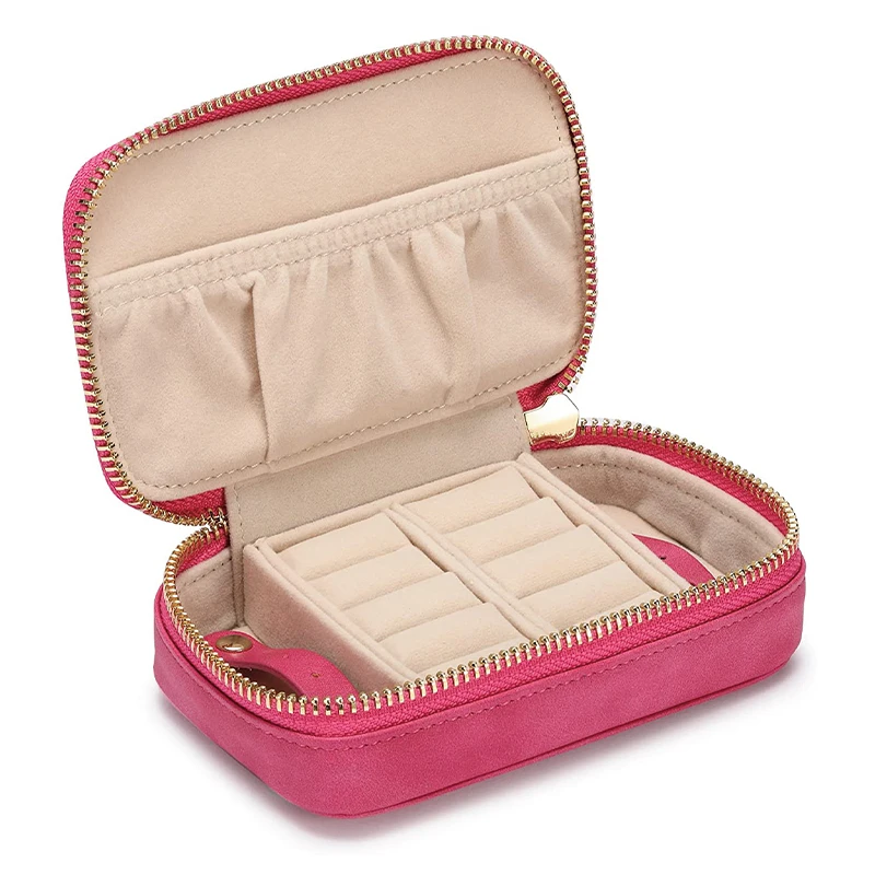 

small mini jewelry box, PU leather double-layer lady jewelry travel storage box, Customized