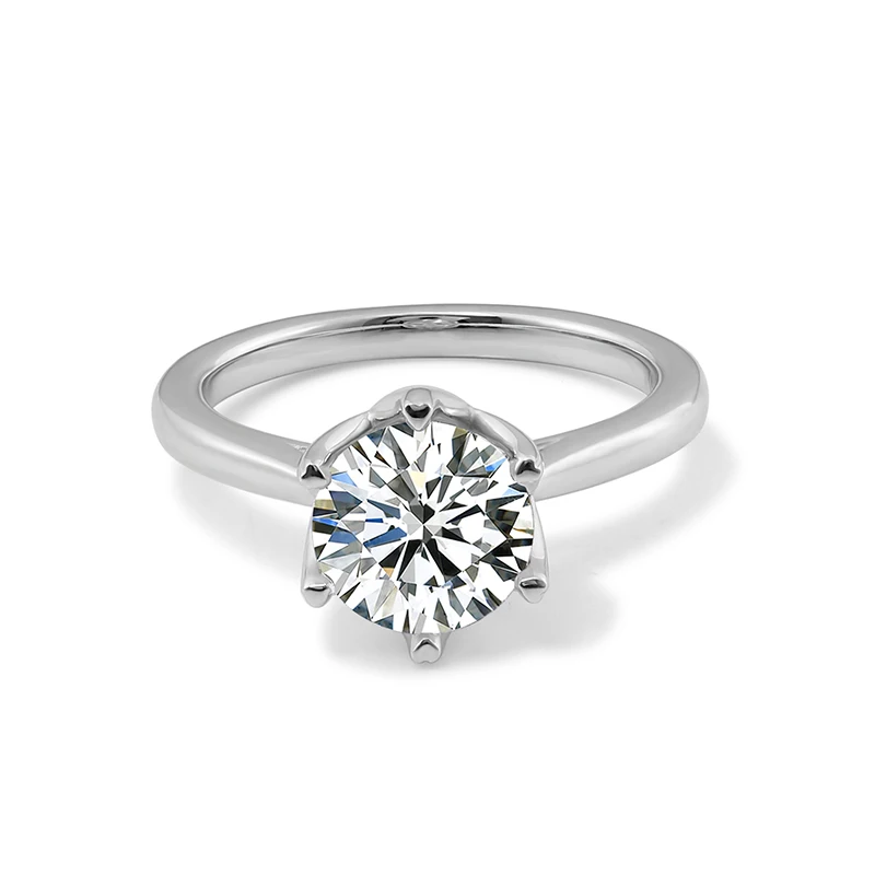

Classic style round cut moissanite engagement ring 10k white gold as gift for women