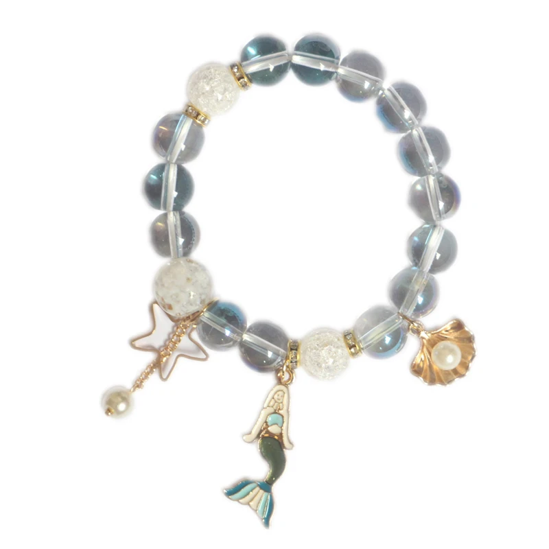 

Original Holiday Style Simple Fashion Handmade Beaded Bracelet Female Mermaid Shell Star Glass Bracelet, 3 color