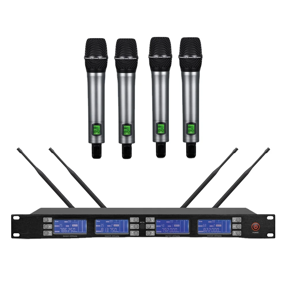 

Professional UHF True diversity 4 in 1 wireless microphone