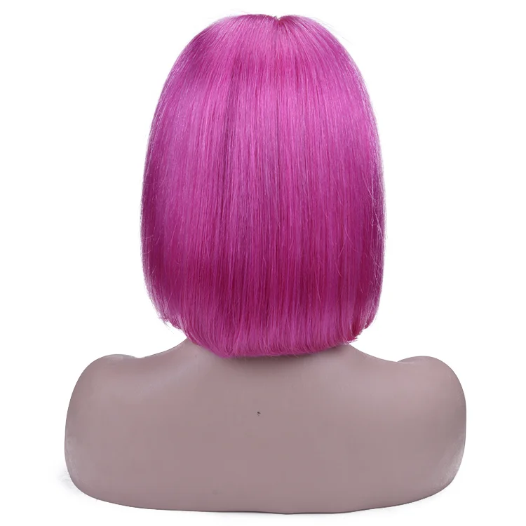 

pink Human Hair Bob Wigs Lace Front Wigs Brazilian Hair Pre-plucked Wholesale Peruvian FDX 4x4 Straight Blonde Swiss Lace 10A