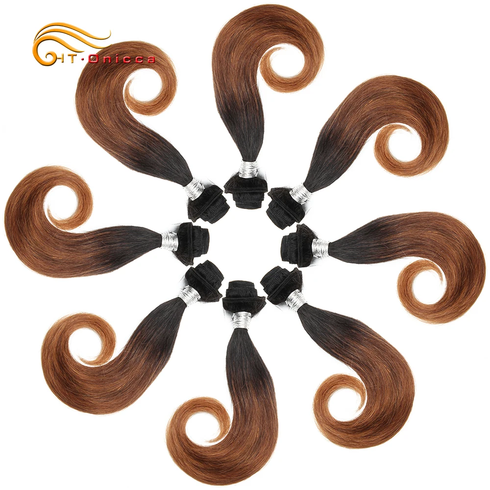 

Hot selling 8 Pcs/Lot Ombre Brazilian Hair Weave Bundles 100% Short Human Hair Bundles For Black Women Remy Hair Curly Bundles