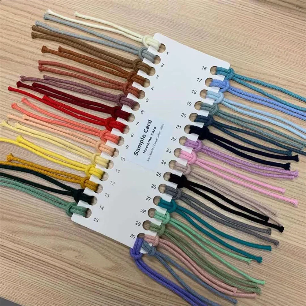 

Ready stock-  braided cored colorful macrame cord premium cotton rope over 32 colors, 32 colors in stock