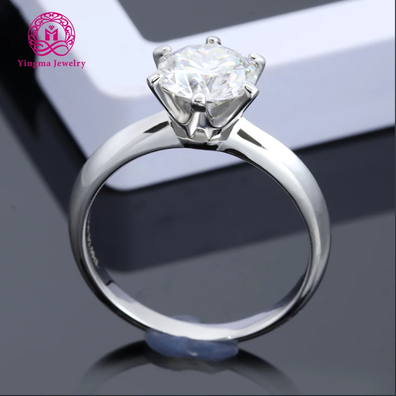 

0.5ct 1carat 2ct 3ct sterling silver plated platinum engagement wedding moissanite diamond ring for women