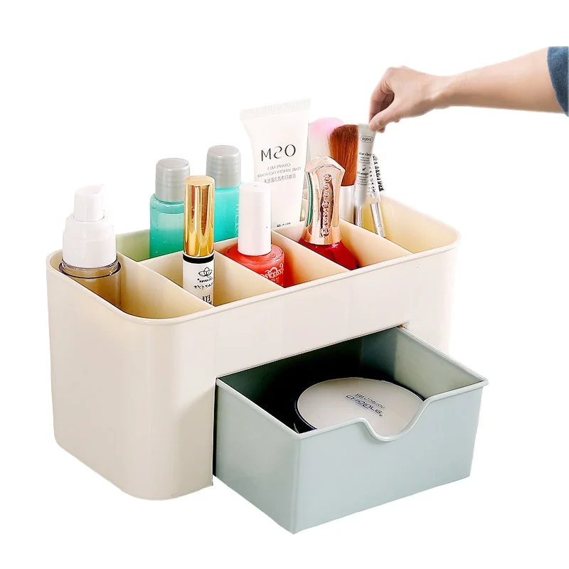 

Cosmetic Storage Box With Drawers Desktop Necklace Earring Plastic Jewellery Box For Home Desktop Organizer Cosmetics, Pink, blue, green