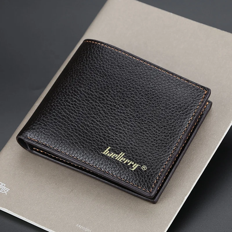 

New Leather Male Cash Clutch Bag customized Casual Portable Coin Purse black brown Wallet Card Holders for Men, 2colors