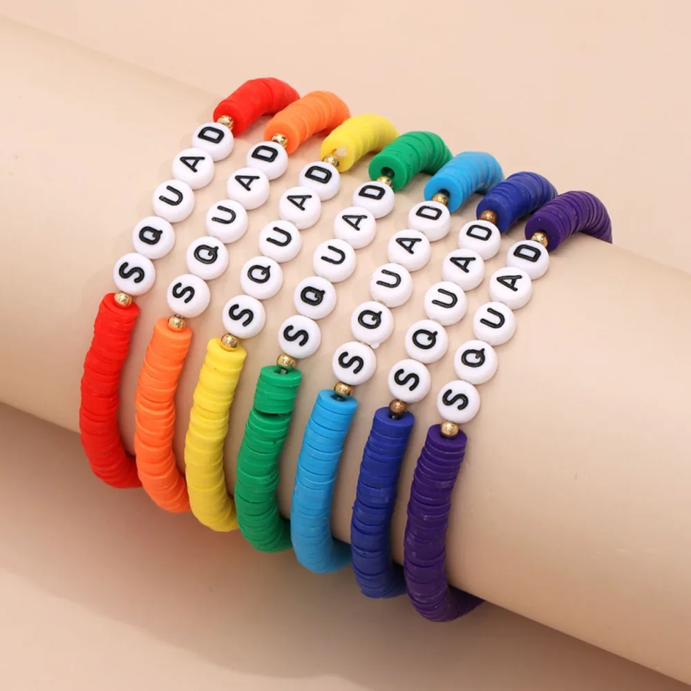 

HOVANCI soft clay bracelet beads for jewelry making kit 9 handmade colored travel letter clay disc bracelet set