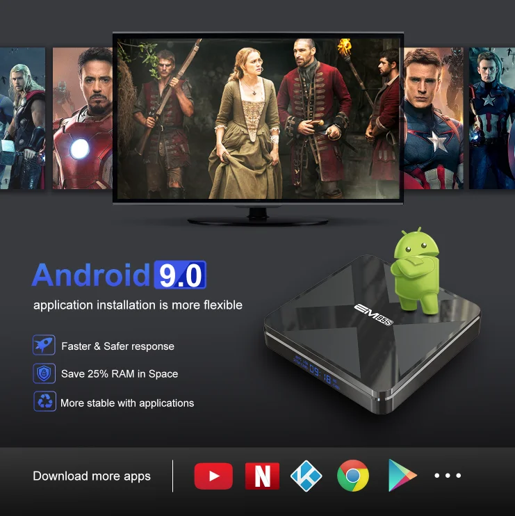 High Quality 8k Hd Android Tv Boxes 4k Hd Quad Core Processor Em95s 2gb